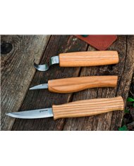 Juego de cuchillos con cuchara en caja de madera