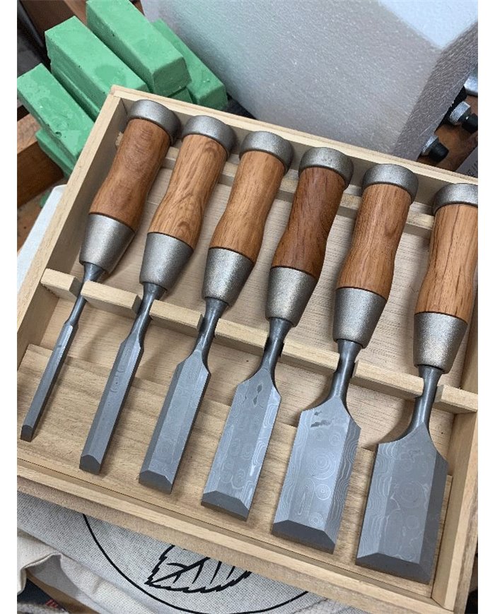 Juego de formones Japoneses de acero de Damasco