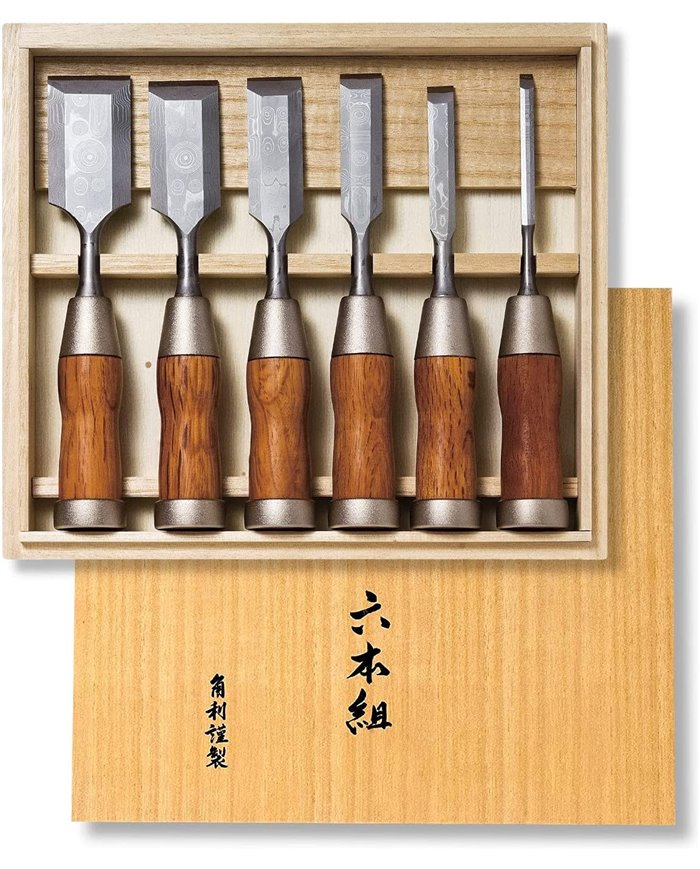 Juego de formones Japoneses de acero de Damasco