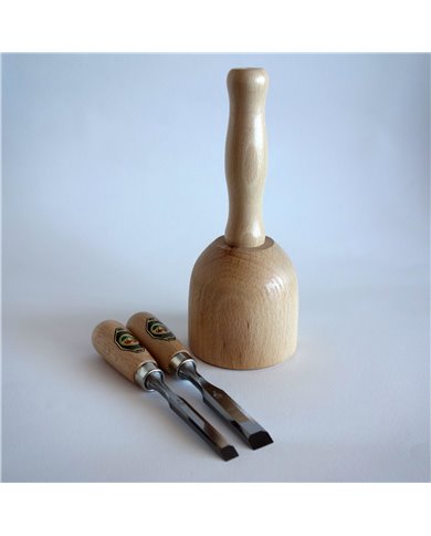 Kit 12 de 2 mini formones mas maza de madera