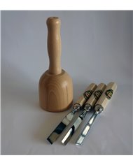 Kit 2 de 3 gubias basicas mas maza de madera de haya