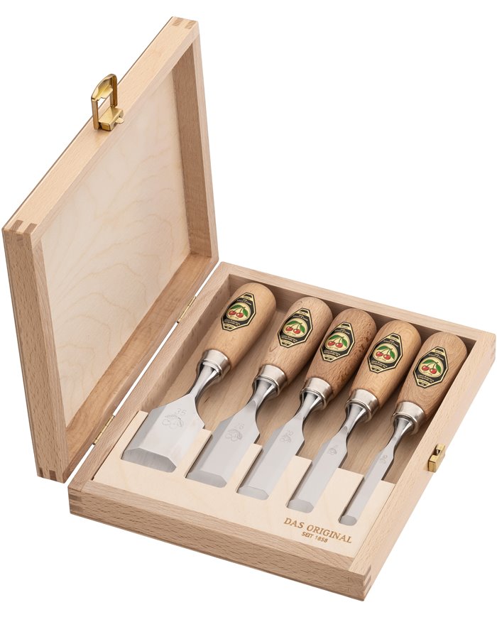 Juego de 5 mini formones caja de madera