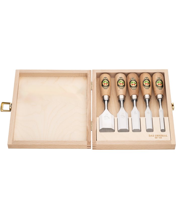 Juego de 5 mini formones caja de madera