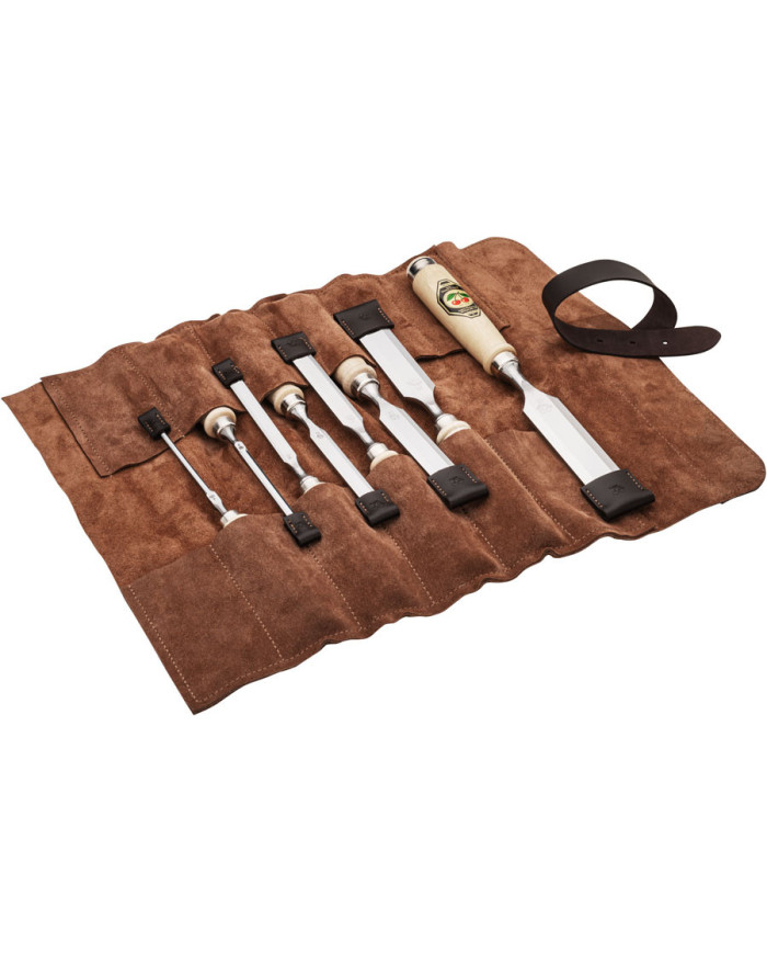 Juego de 8 formones en funda de piel