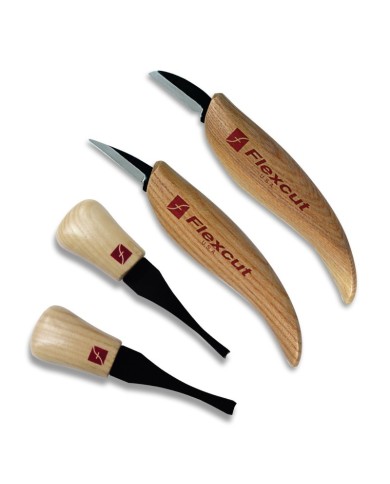 Juego de iniciación FLEXCUT con 2 cuchillos de talla y 2 gubias de palma