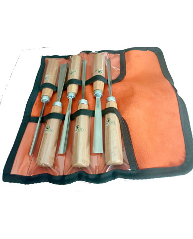 Juego Mifer de 6 Gubias en Estuche de Piel | Acero 60-62 HRC